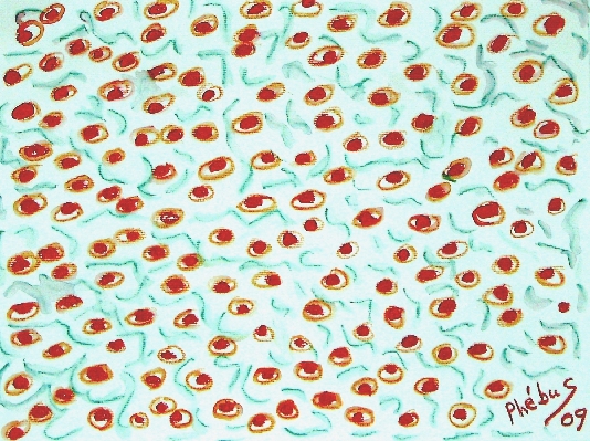 Researchers from the Nano Phebus Machine: Hydroxyapatite precipitated from simulated body fluid on alien cells.